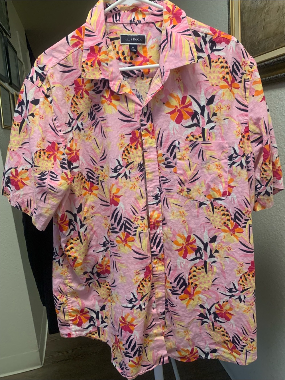 Club Room Pink Pineapple & Floral Camp Shirt